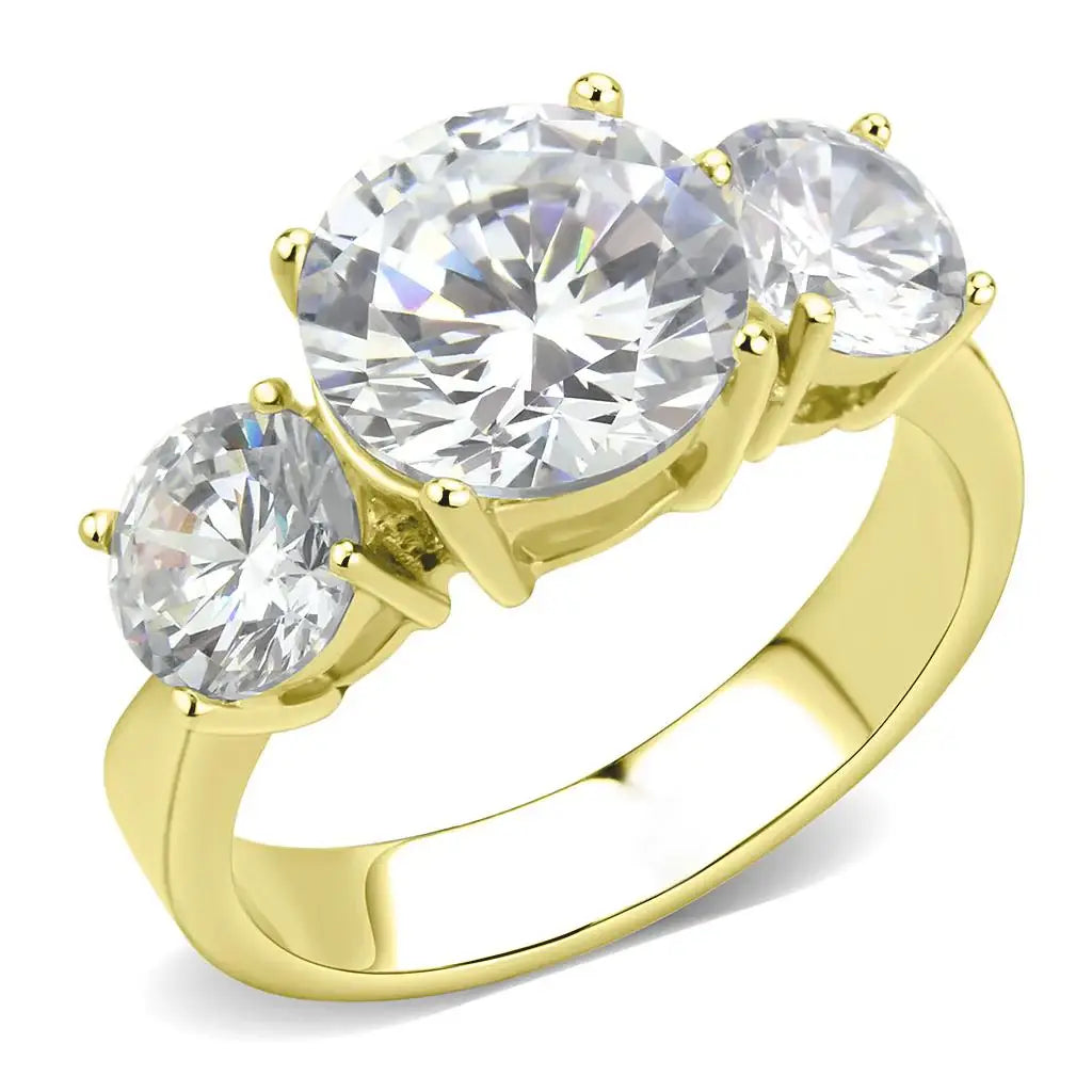 TK3672 - IP Gold(Ion Plating) Stainless Steel Ring with AAA Grade CZ in Clear - Alamode - Flyclothing LLC