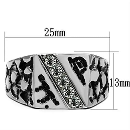 TK367 - High polished (no plating) Stainless Steel Ring with Top Grade Crystal in Clear - Alamode - Flyclothing LLC