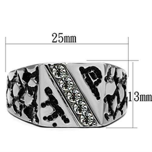 TK367 - High polished (no plating) Stainless Steel Ring with Top Grade Crystal in Clear - Alamode - Flyclothing LLC