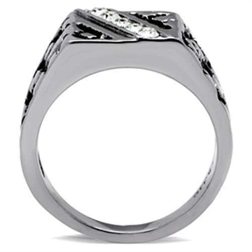 TK367 - High polished (no plating) Stainless Steel Ring with Top Grade Crystal in Clear - Alamode - Flyclothing LLC