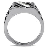 TK367 - High polished (no plating) Stainless Steel Ring with Top Grade Crystal  in Clear - Alamode