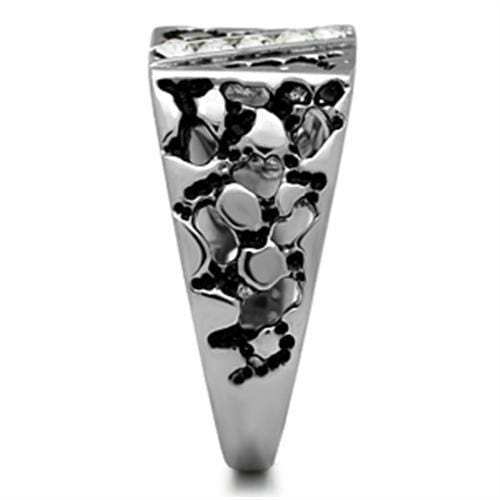 TK367 - High polished (no plating) Stainless Steel Ring with Top Grade Crystal in Clear - Alamode - Flyclothing LLC