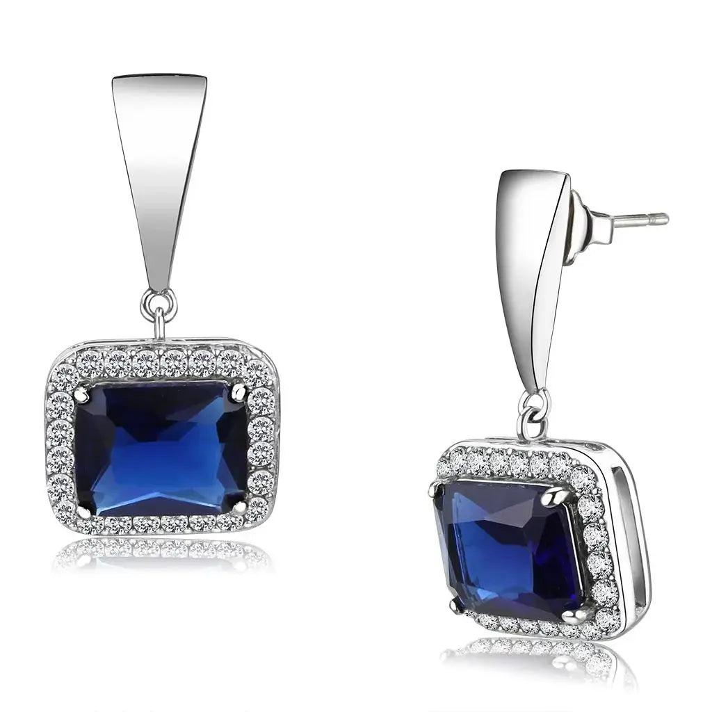 TK3684 - High polished (no plating) Stainless Steel Earrings with Synthetic in Montana - Alamode - Flyclothing LLC