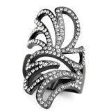 TK3688 - IP Light Black (IP Gun) Stainless Steel Ring with Top Grade Crystal in Clear - Alamode - Flyclothing LLC