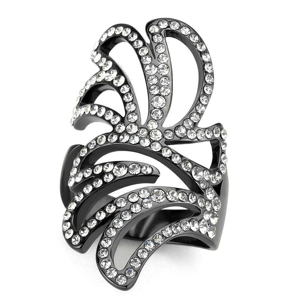 TK3688 - IP Light Black (IP Gun) Stainless Steel Ring with Top Grade Crystal in Clear - Alamode - Flyclothing LLC