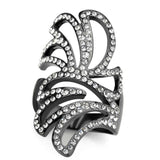 TK3688 - IP Light Black (IP Gun) Stainless Steel Ring with Top Grade Crystal in Clear - Alamode - Flyclothing LLC