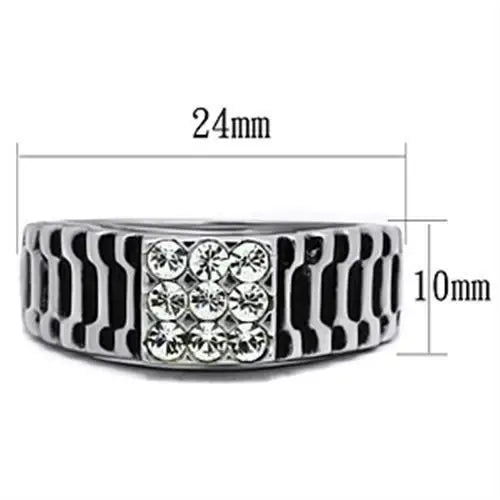 TK368 - High polished (no plating) Stainless Steel Ring with Top Grade Crystal in Clear - Alamode - Flyclothing LLC