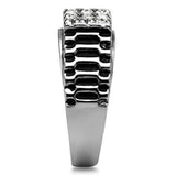 TK368 - High polished (no plating) Stainless Steel Ring with Top Grade Crystal  in Clear - Alamode