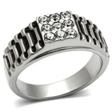 TK368 - High polished (no plating) Stainless Steel Ring with Top Grade Crystal  in Clear - Alamode