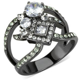 TK3690 - IP Light Black  (IP Gun) Stainless Steel Ring with AAA Grade CZ  in Clear - Alamode