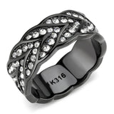 TK3691 - IP Black(Ion Plating) Stainless Steel Ring with Top Grade Crystal in Clear - Alamode - Flyclothing LLC
