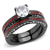 TK3695 - IP Black(Ion Plating) Stainless Steel Ring with AAA Grade CZ  in Clear - Alamode