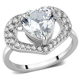 TK3698 - High polished (no plating) Stainless Steel Ring with AAA Grade CZ  in Clear - Alamode