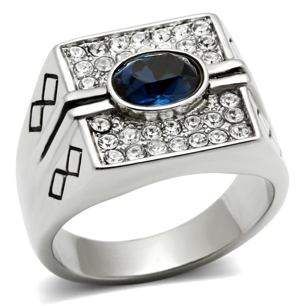 TK369 - High polished (no plating) Stainless Steel Ring with Top Grade Crystal  in Montana - Alamode