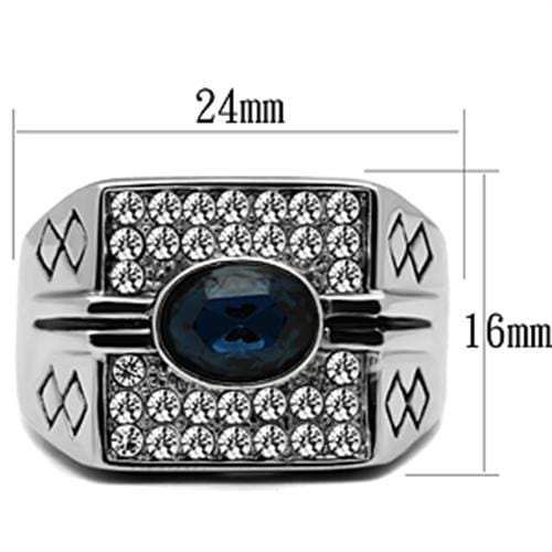 TK369 - High polished (no plating) Stainless Steel Ring with Top Grade Crystal in Montana - Alamode - Flyclothing LLC
