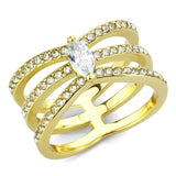 TK3705 - IP Gold(Ion Plating) Stainless Steel Ring with AAA Grade CZ  in Clear - Alamode