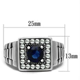 TK370 - High polished (no plating) Stainless Steel Ring with Synthetic Synthetic Glass in Montana - Alamode - Flyclothing LLC
