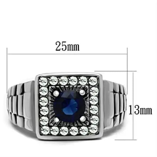 TK370 - High polished (no plating) Stainless Steel Ring with Synthetic Synthetic Glass in Montana - Alamode - Flyclothing LLC