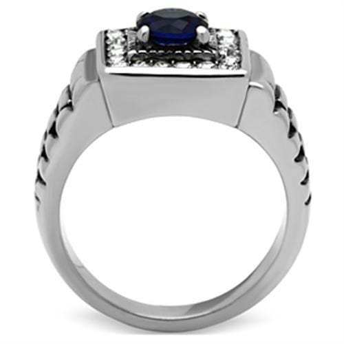 TK370 - High polished (no plating) Stainless Steel Ring with Synthetic Synthetic Glass in Montana - Alamode - Flyclothing LLC
