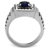 TK370 - High polished (no plating) Stainless Steel Ring with Synthetic Synthetic Glass in Montana - Alamode