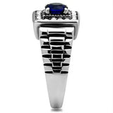 TK370 - High polished (no plating) Stainless Steel Ring with Synthetic Synthetic Glass in Montana - Alamode - Flyclothing LLC