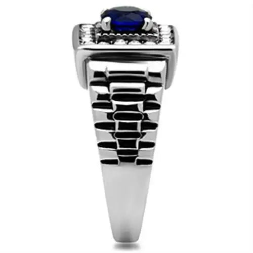 TK370 - High polished (no plating) Stainless Steel Ring with Synthetic Synthetic Glass in Montana - Alamode - Flyclothing LLC