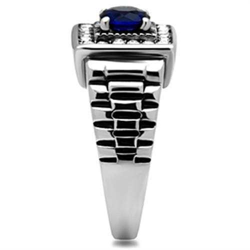 TK370 - High polished (no plating) Stainless Steel Ring with Synthetic Synthetic Glass in Montana - Alamode - Flyclothing LLC