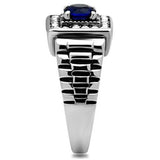 TK370 - High polished (no plating) Stainless Steel Ring with Synthetic Synthetic Glass in Montana