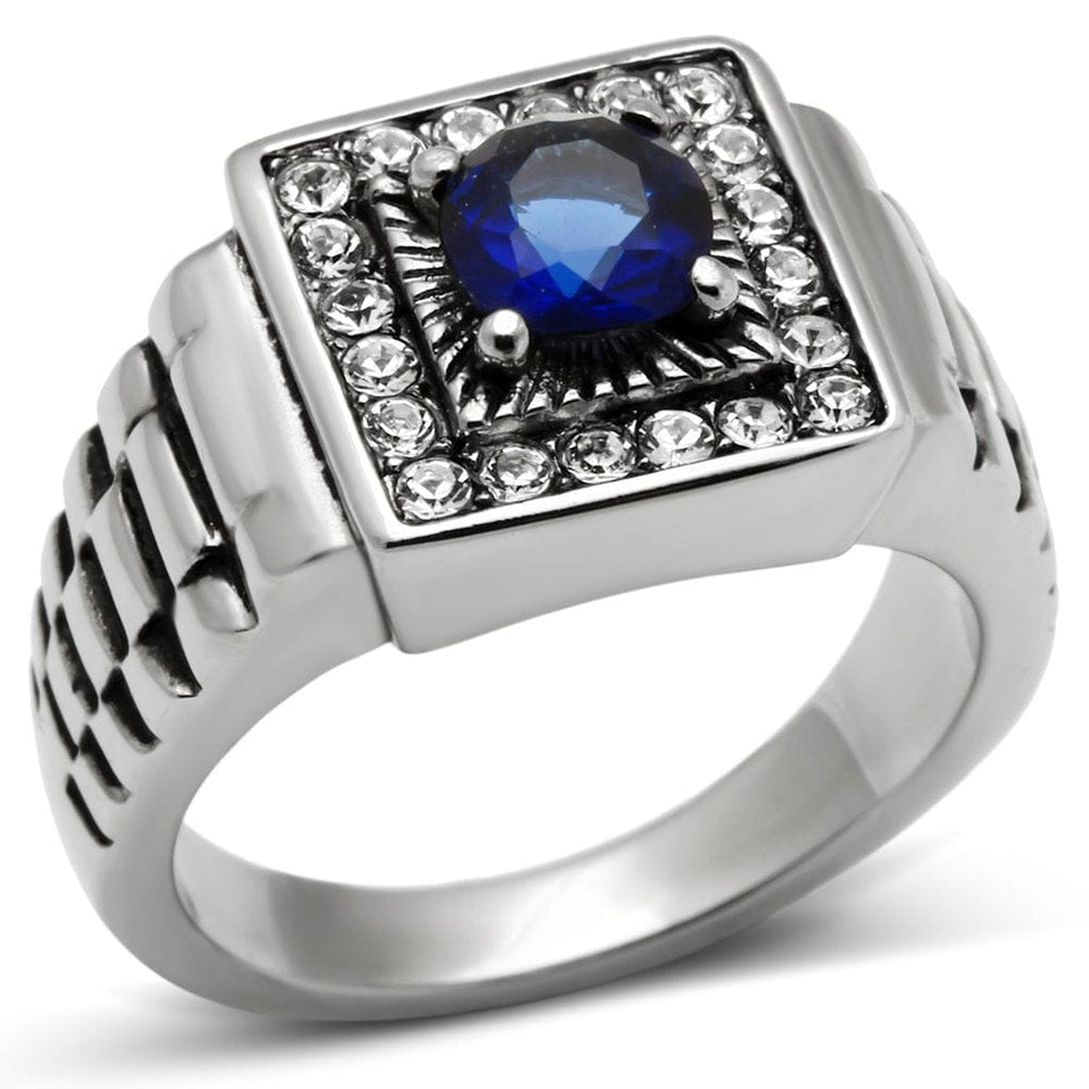 TK370 - High polished (no plating) Stainless Steel Ring with Synthetic Synthetic Glass in Montana - Alamode
