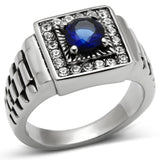 TK370 - High polished (no plating) Stainless Steel Ring with Synthetic Synthetic Glass in Montana - Alamode