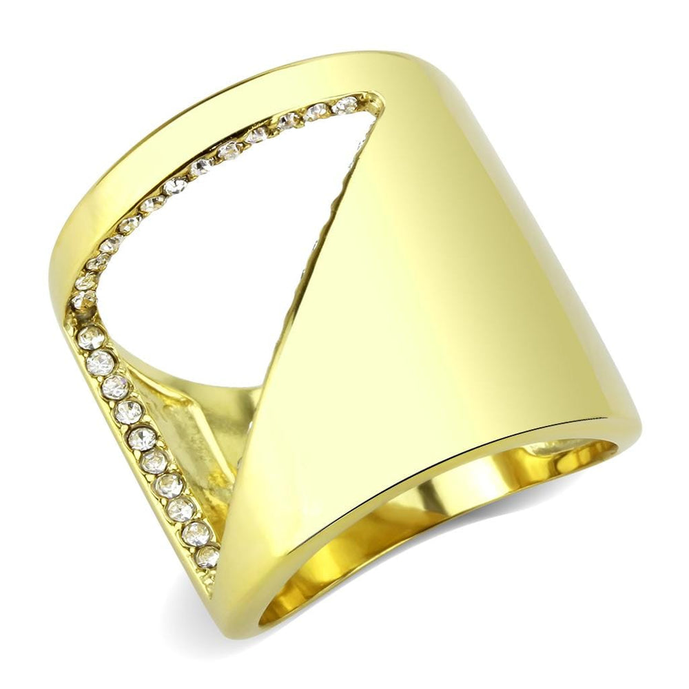TK3715 - IP Gold(Ion Plating) Stainless Steel Ring with Top Grade Crystal  in Clear - Alamode