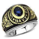 TK3726 - Two-Tone IP Gold (Ion Plating) Stainless Steel Ring with Synthetic Synthetic Glass in Montana - Alamode - Flyclothing LLC