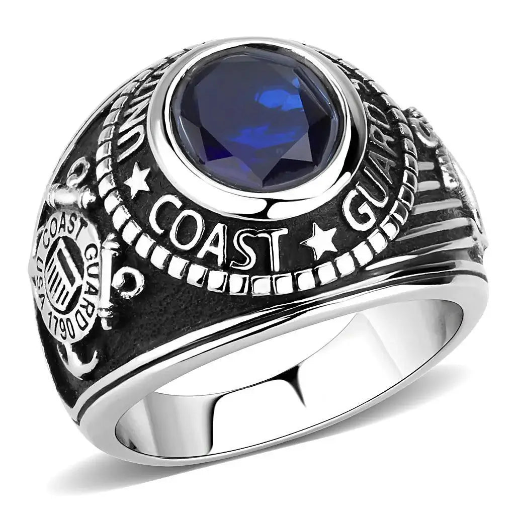 TK3727 - High polished (no plating) Stainless Steel Ring with Synthetic Synthetic Glass in Montana - Alamode - Flyclothing LLC