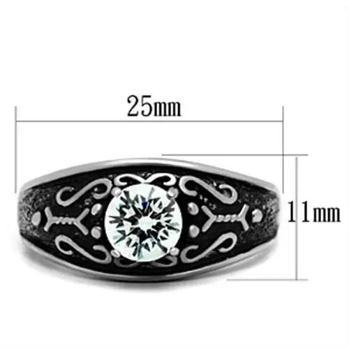 TK373 - High polished (no plating) Stainless Steel Ring with AAA Grade CZ in Clear - Alamode - Flyclothing LLC
