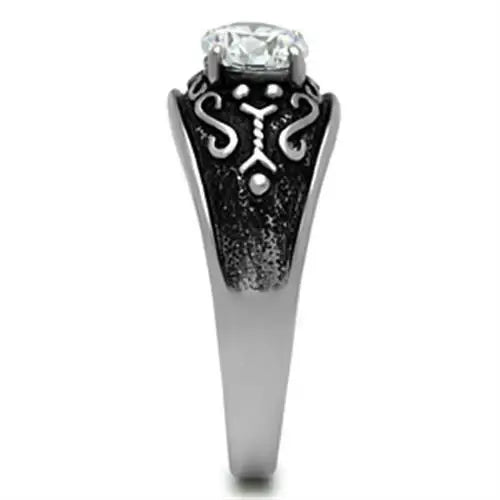 TK373 - High polished (no plating) Stainless Steel Ring with AAA Grade CZ in Clear - Alamode - Flyclothing LLC