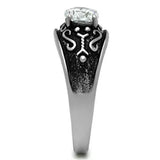 TK373 - High polished (no plating) Stainless Steel Ring with AAA Grade CZ in Clear - Alamode - Flyclothing LLC