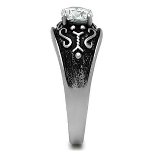 TK373 - High polished (no plating) Stainless Steel Ring with AAA Grade CZ in Clear - Alamode - Flyclothing LLC