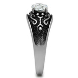 TK373 - High polished (no plating) Stainless Steel Ring with AAA Grade CZ  in Clear - Alamode