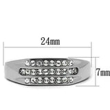 TK375 - High polished (no plating) Stainless Steel Ring with Top Grade Crystal in Clear - Alamode - Flyclothing LLC
