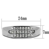 TK375 - High polished (no plating) Stainless Steel Ring with Top Grade Crystal  in Clear - Alamode