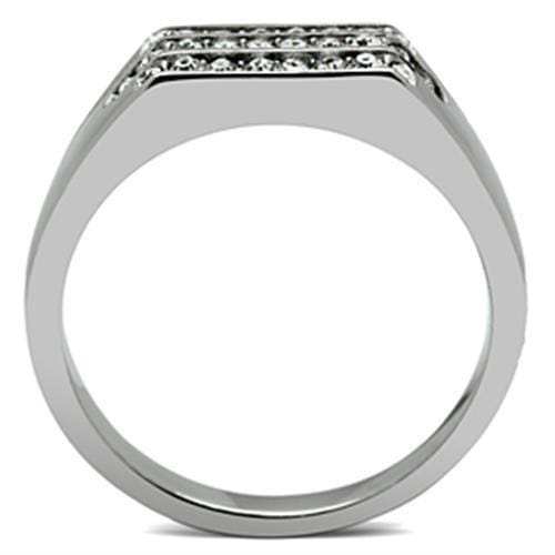 TK375 - High polished (no plating) Stainless Steel Ring with Top Grade Crystal in Clear - Alamode - Flyclothing LLC