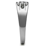 TK375 - High polished (no plating) Stainless Steel Ring with Top Grade Crystal in Clear - Alamode - Flyclothing LLC