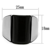 TK379 - High polished (no plating) Stainless Steel Ring with Semi-Precious Onyx in Jet - Alamode - Flyclothing LLC