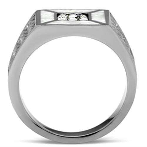 TK385 - High polished (no plating) Stainless Steel Ring with Top Grade Crystal in Clear - Alamode - Flyclothing LLC
