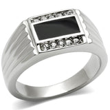 TK386 - High polished (no plating) Stainless Steel Ring with Top Grade Crystal  in Clear - Alamode