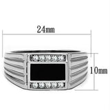 High polished (no plating) Stainless Steel Ring with Top Grade Crystal in Clear - Alamode - Flyclothing LLC