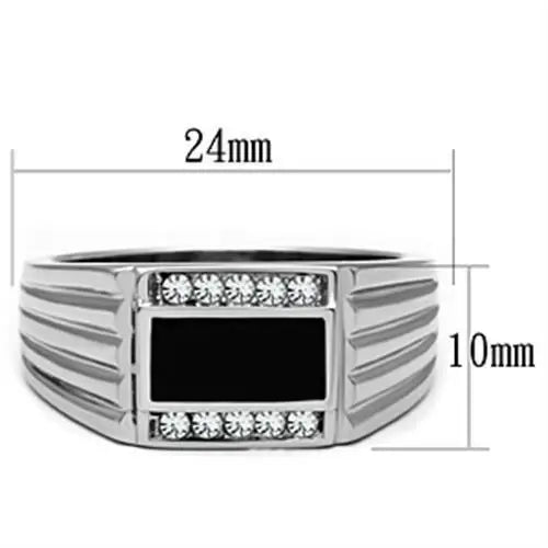 High polished (no plating) Stainless Steel Ring with Top Grade Crystal in Clear - Alamode - Flyclothing LLC