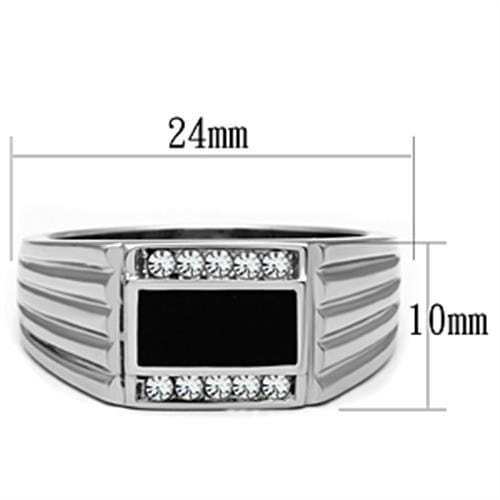 TK386 - High polished (no plating) Stainless Steel Ring with Top Grade Crystal in Clear - Alamode - Flyclothing LLC