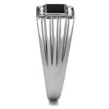 High polished (no plating) Stainless Steel Ring with Top Grade Crystal in Clear - Alamode - Flyclothing LLC