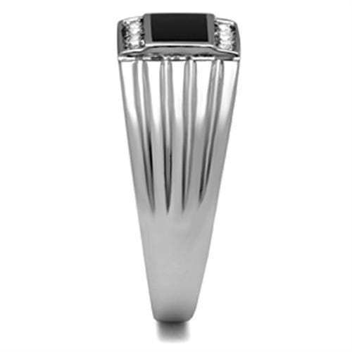 High polished (no plating) Stainless Steel Ring with Top Grade Crystal in Clear - Alamode - Flyclothing LLC